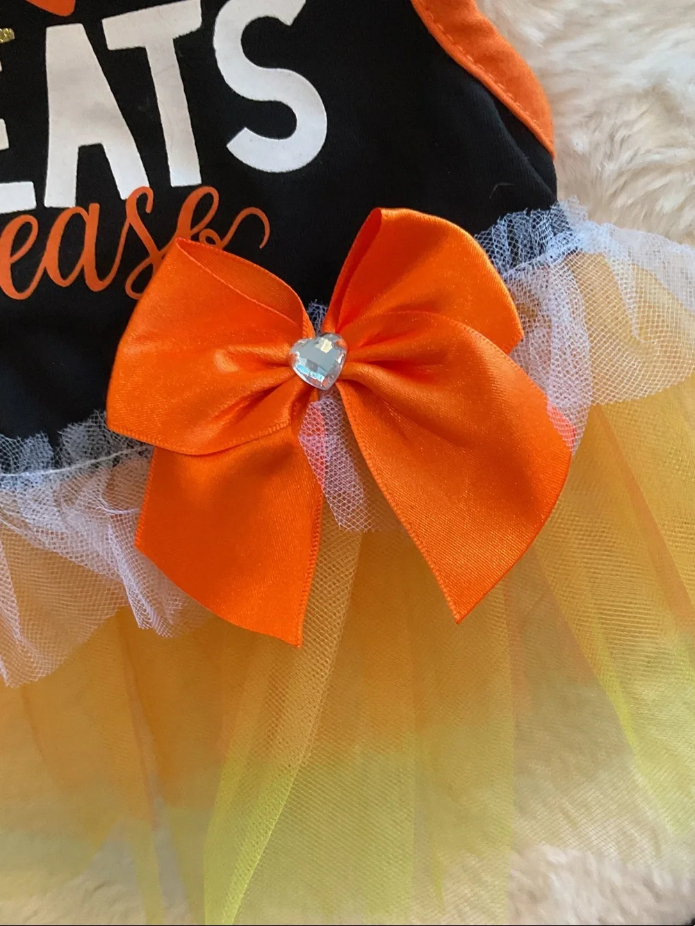 Pup Crew Black & Orange 'More Treats Please' Dog Dress